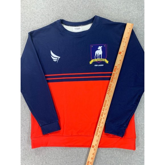 Ted Lasso AFC Richmond Crest Logo Soccer Crew Sweatshirt (Men's XL) Blue/Red - Picture 5 of 13